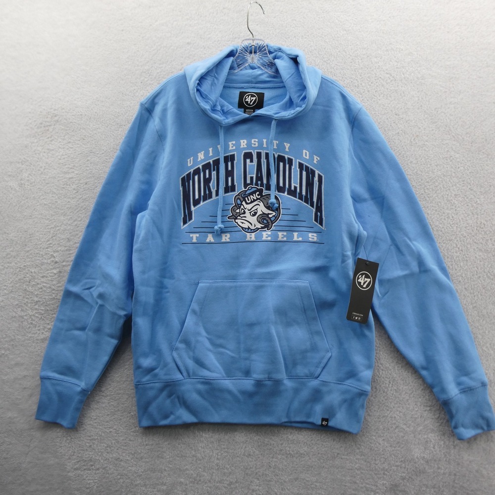 '47 Hoodie Mens Medium UNC Tar Heels Blue Pullover North Carolina NCAA Fleece